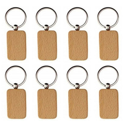 Wooden ID Tags Blank Rectangle Wooden Key Chain Diy - Laservii Store