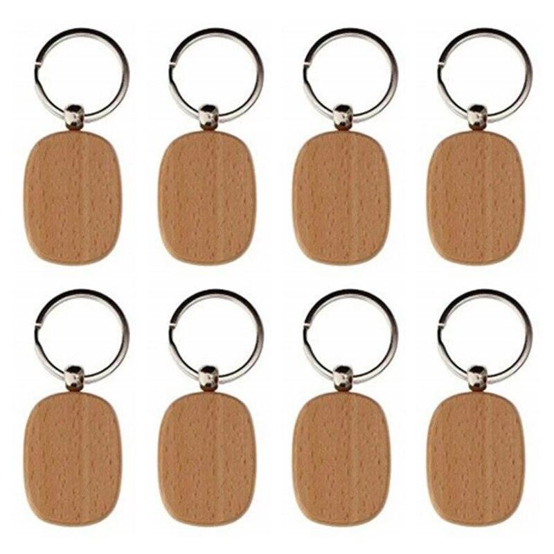 Wooden ID Tags Blank Rectangle Wooden Key Chain Diy - Laservii Store