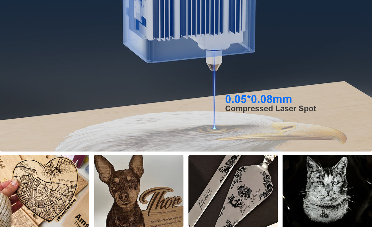 The XY-axis belts feature a tensioning design that enables the laser module to operate smoothly without slippage, achieving positioning accuracy of 0.01mm with precision consistently maintained.