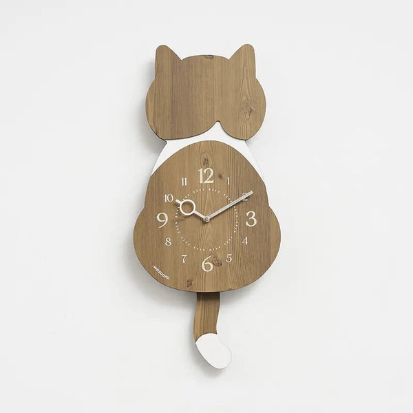 Laser Cut Cute Cat Pendulum Wall Clock